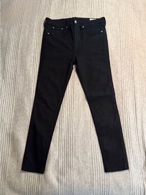 rag & bone High Rise Ankle Skinny Jeans Size 32 Black Stretch Denim